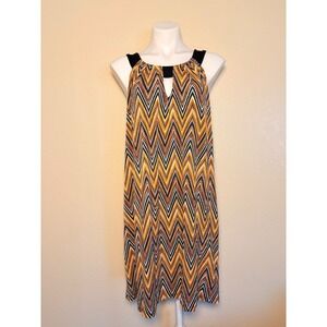 Y2K En Focus Women Chevron Zigzag Keyhole Sleeveless Shift Dress #11